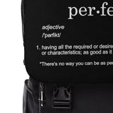 The "Perfect" (white text) Unisex Casual Shoulder Backpack