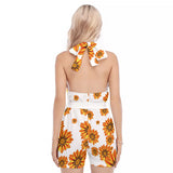 Our "Daisy Explosion" All-Over Print Women's Cross Collar Jumpsuit