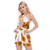 Our "Daisy Explosion" All-Over Print Women's Cross Collar Jumpsuit