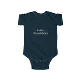 The "Endless Possibilities" (white text) Infant Fine Jersey Bodysuit