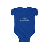 The "Endless Possibilities" (white text) Infant Fine Jersey Bodysuit