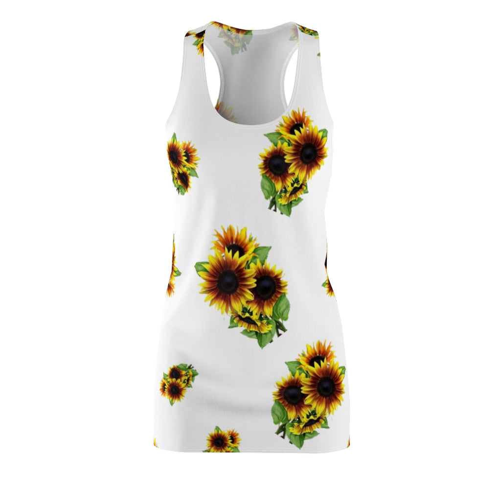 sunflower cut out dress White Yellow Sunflower Floral Summer Cut Out y2k Sun Dress
