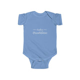 The "Endless Possibilities" (white text) Infant Fine Jersey Bodysuit